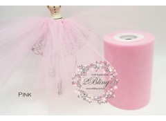 Pink - Premium Soft Nylon Tulle roll 6 inch wide 100 yards length